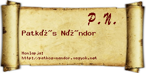 Patkós Nándor névjegykártya