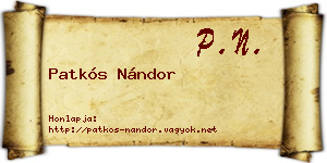 Patkós Nándor névjegykártya